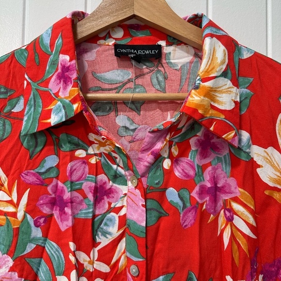 NWOT Cynthia Rowley Tropical Floral Long Sleeve Button Down Shirt - Picture 2 of 4